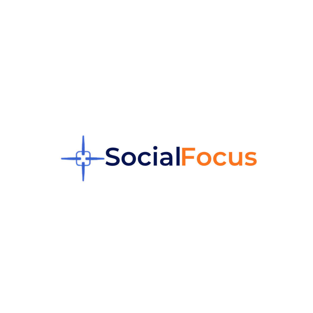 Post Focus Logo, a cross hair with the words Post Focus